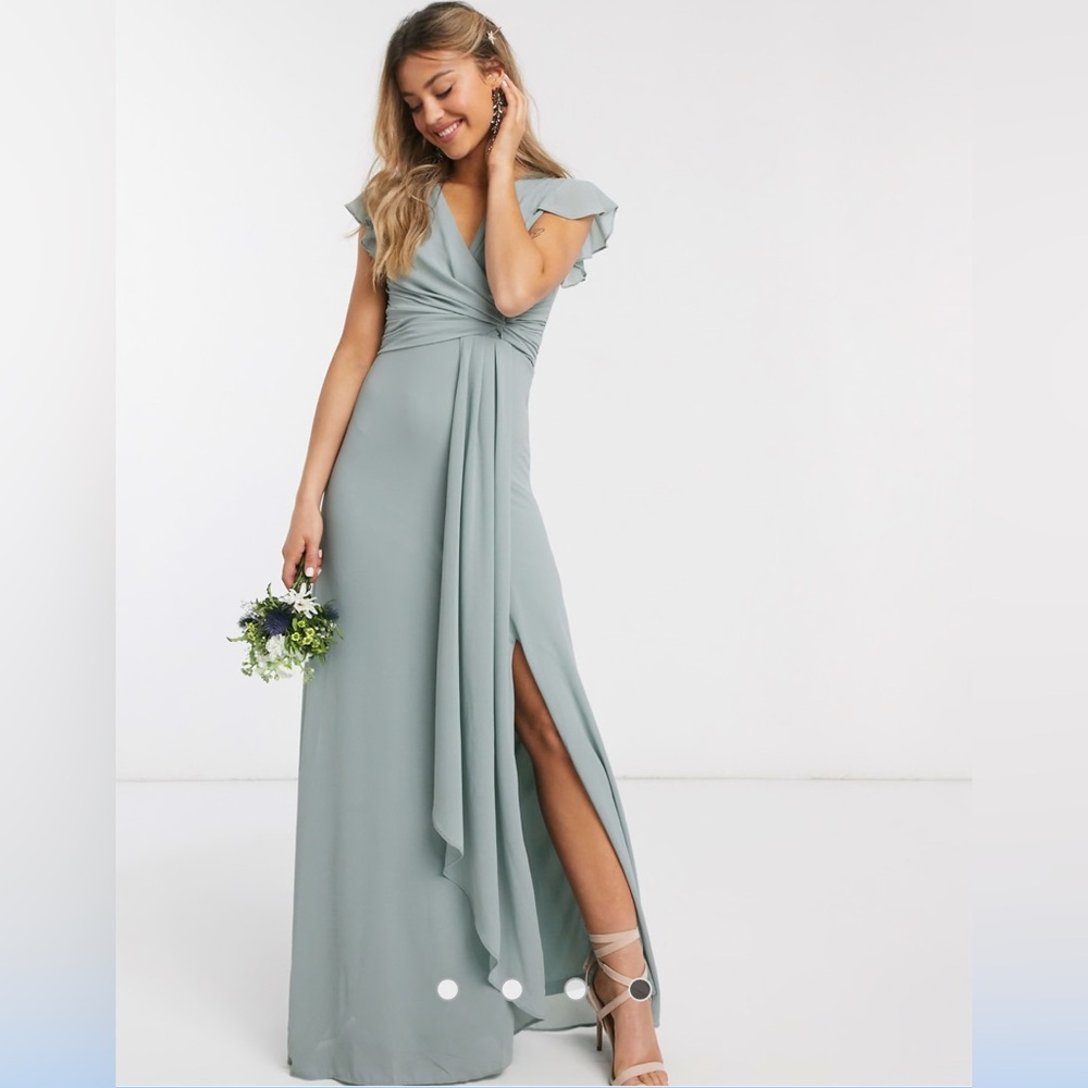 Sage Wedding Guest Maxi Dress (Size: 4)
